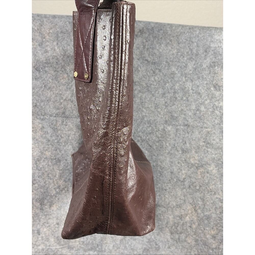 Diane von Furstenberg Addison Burgundy Ostrich Embroidered Leather Tote - Picture 6 of 13